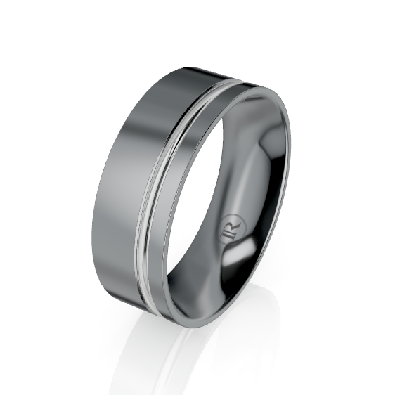 Offset Stripe Tantalum & Gold Wedding Ring