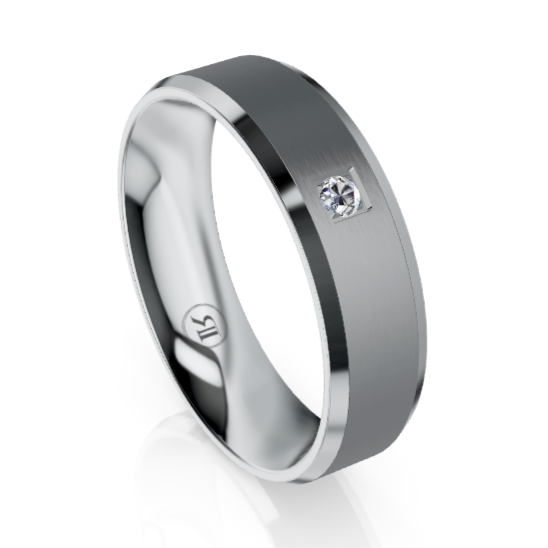 The Henry Tantalum & Platinum Wedding Ring with White Diamond