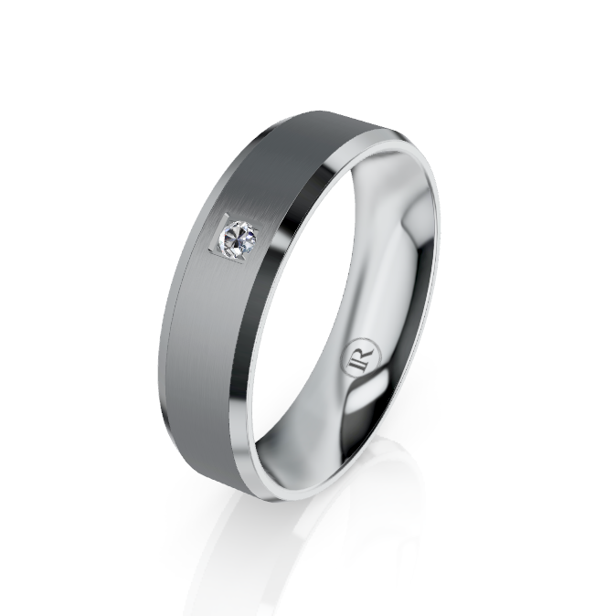 The Henry Tantalum & Platinum Wedding Ring with White Diamond