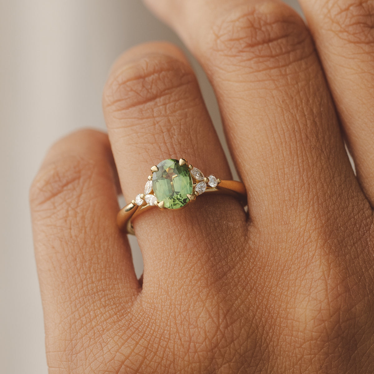 Blair 2.09 ct Deep Green Madagascan Oval Sapphire Engagement Ring