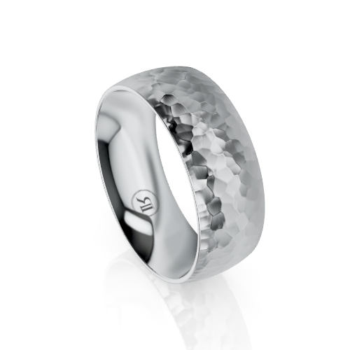 Hammered High Dome  Cobalt Chrome Wedding Ring (AD)