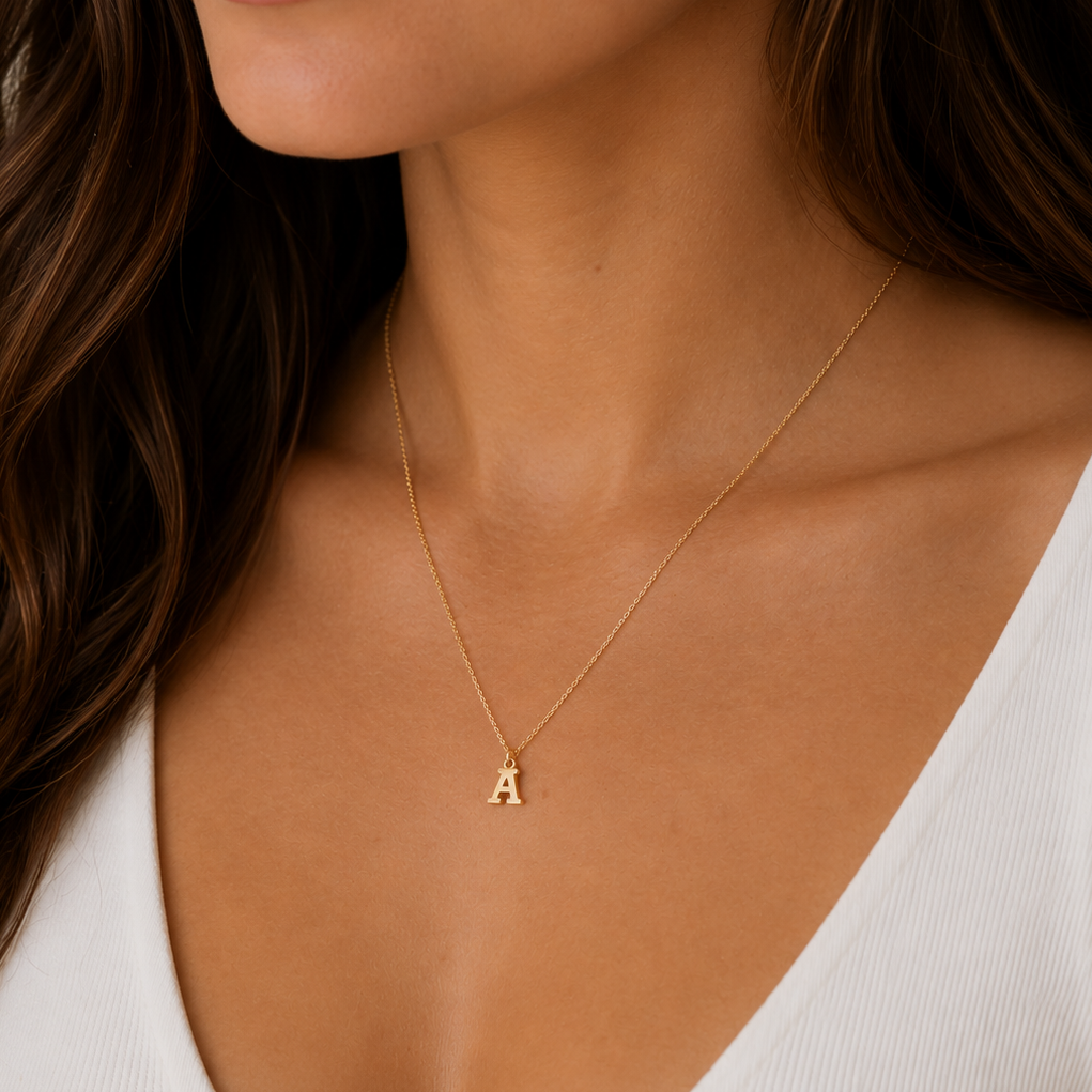 Initial Letter Gold Necklace A-F
