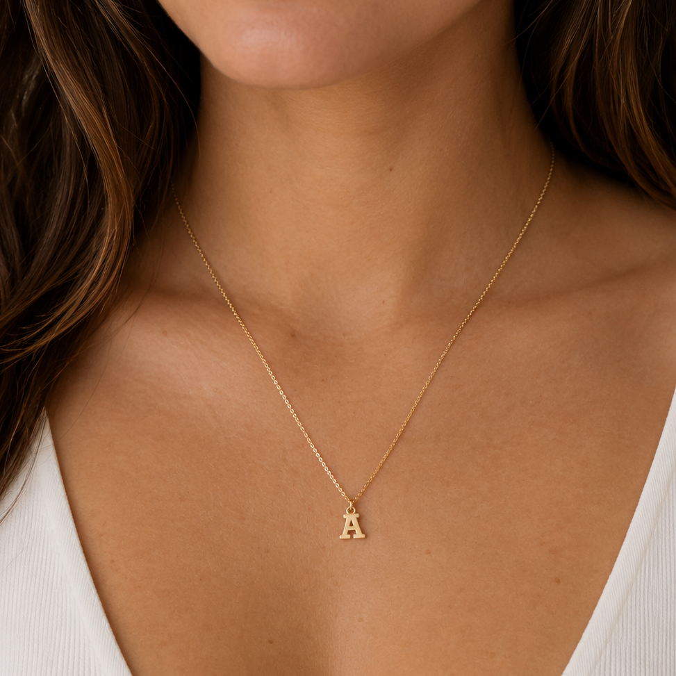 Initial Letter Gold Necklace A-F