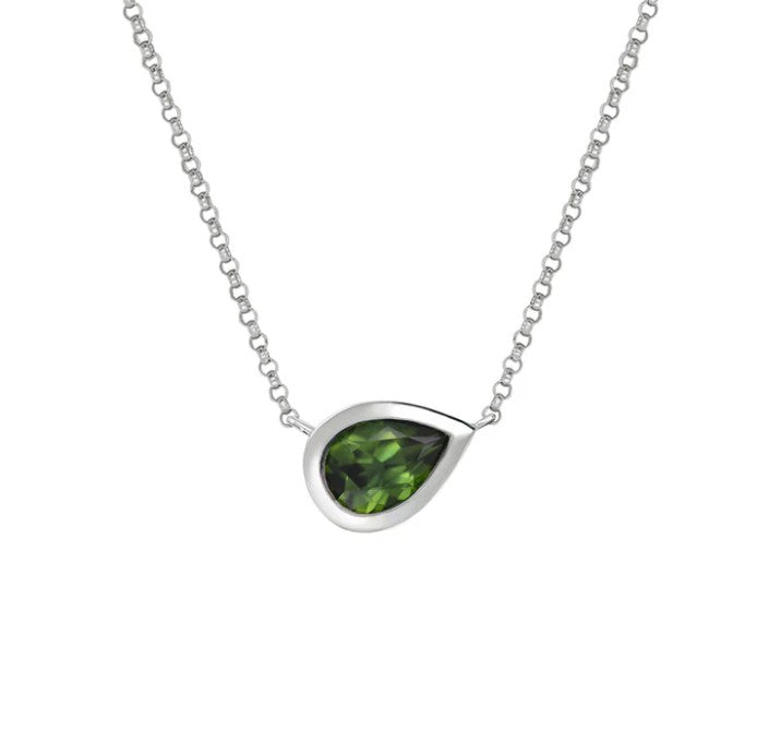 Adele Pear Bezel Sapphire Necklace