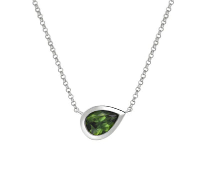 Adele Pear Bezel Sapphire Necklace
