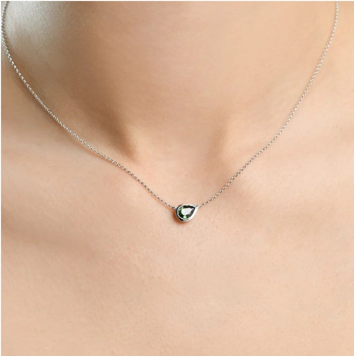 Adele Pear Bezel Sapphire Necklace