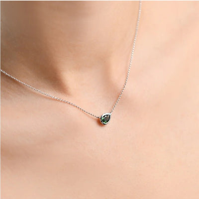 Adele Pear Bezel Sapphire Necklace
