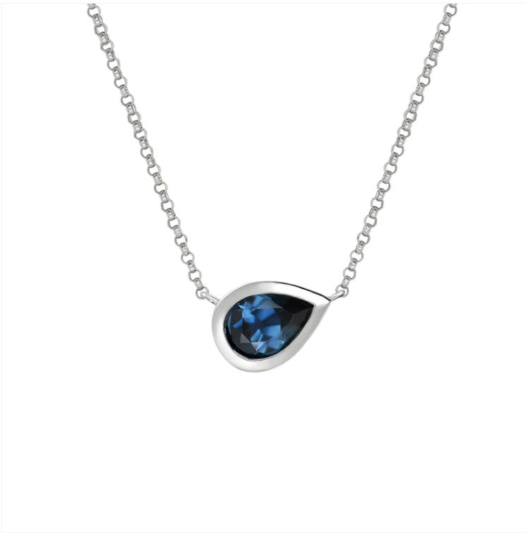 Adele Pear Bezel Sapphire Necklace