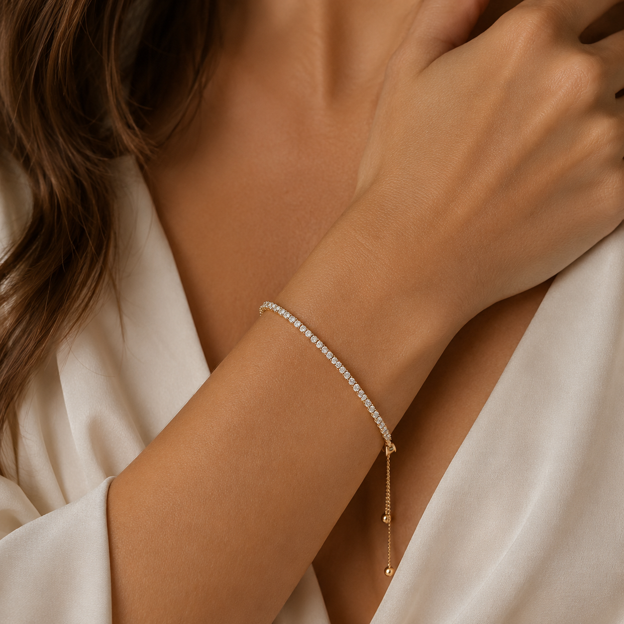 Belle Adjustable Diamond Bolo Bracelet