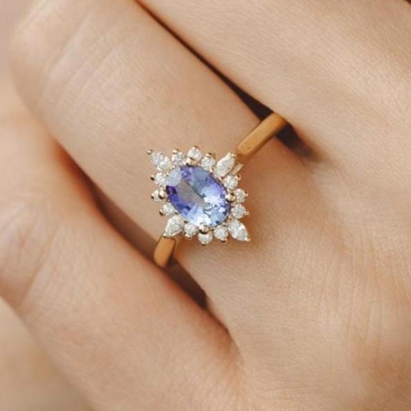 Felicity Oval Ceylon Sapphire Engagement Ring