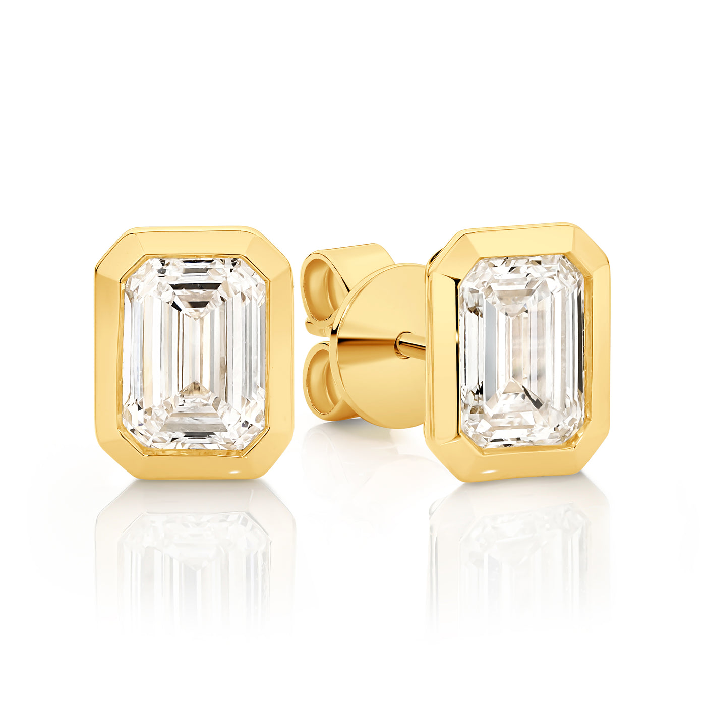 Lumina Emerald Cut Bezel Diamond Earrings