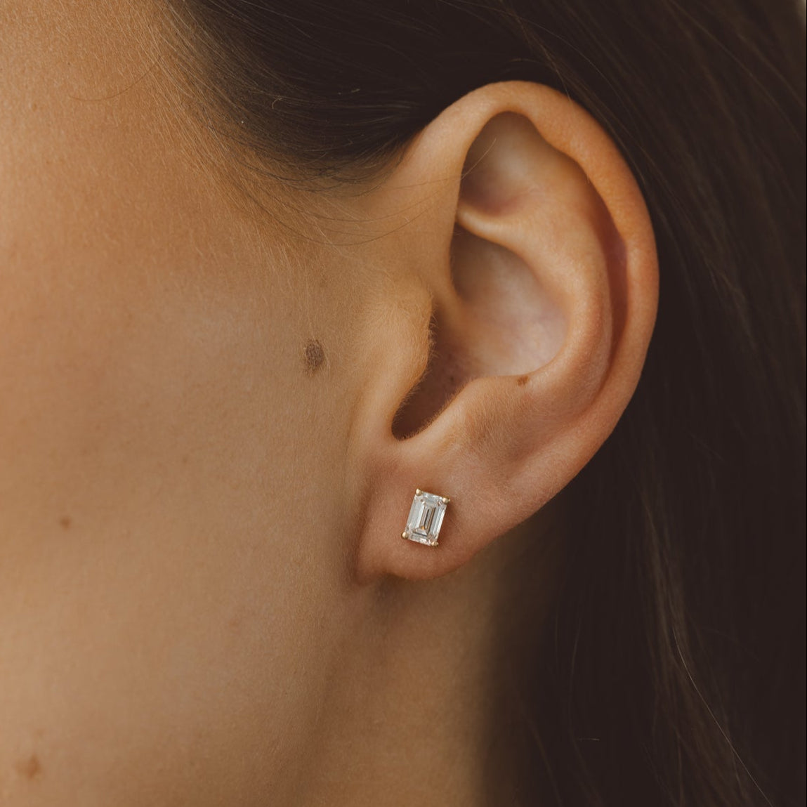 Emerald Cut Diamond Stud Earrings