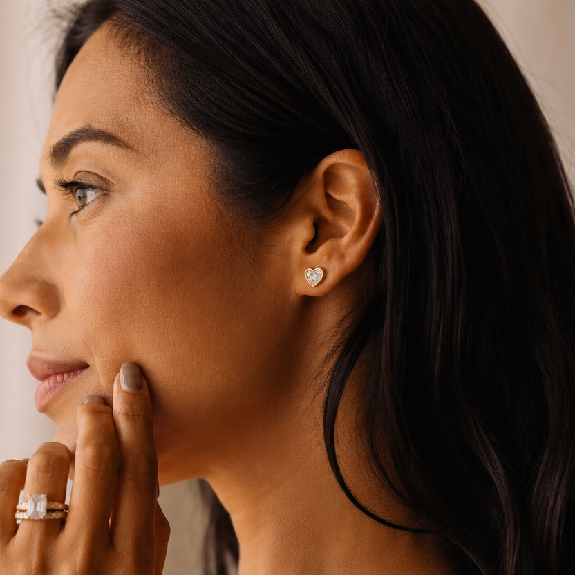 Lumina Heart Bezel Diamond Earrings