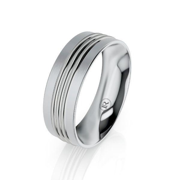 Cobalt Chrome Triple Groove Gold Wedding Ring