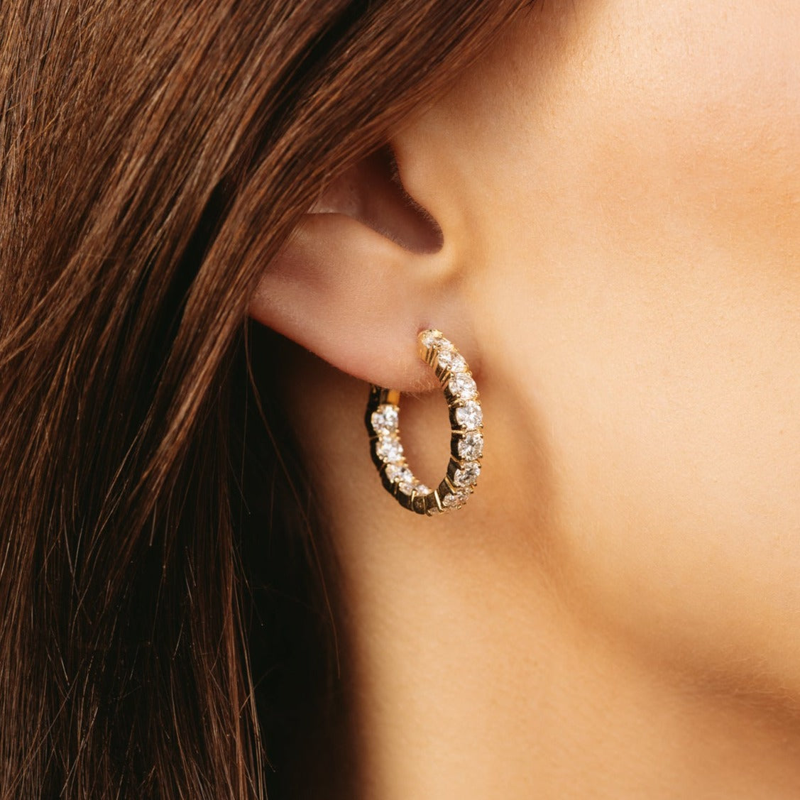 Celia Lab Grown Diamond Inside Out Hoop Earrings 22MM