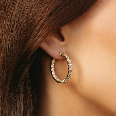 Orielle Lab Grown Diamond Inside Out Hoop Earrings 30MM