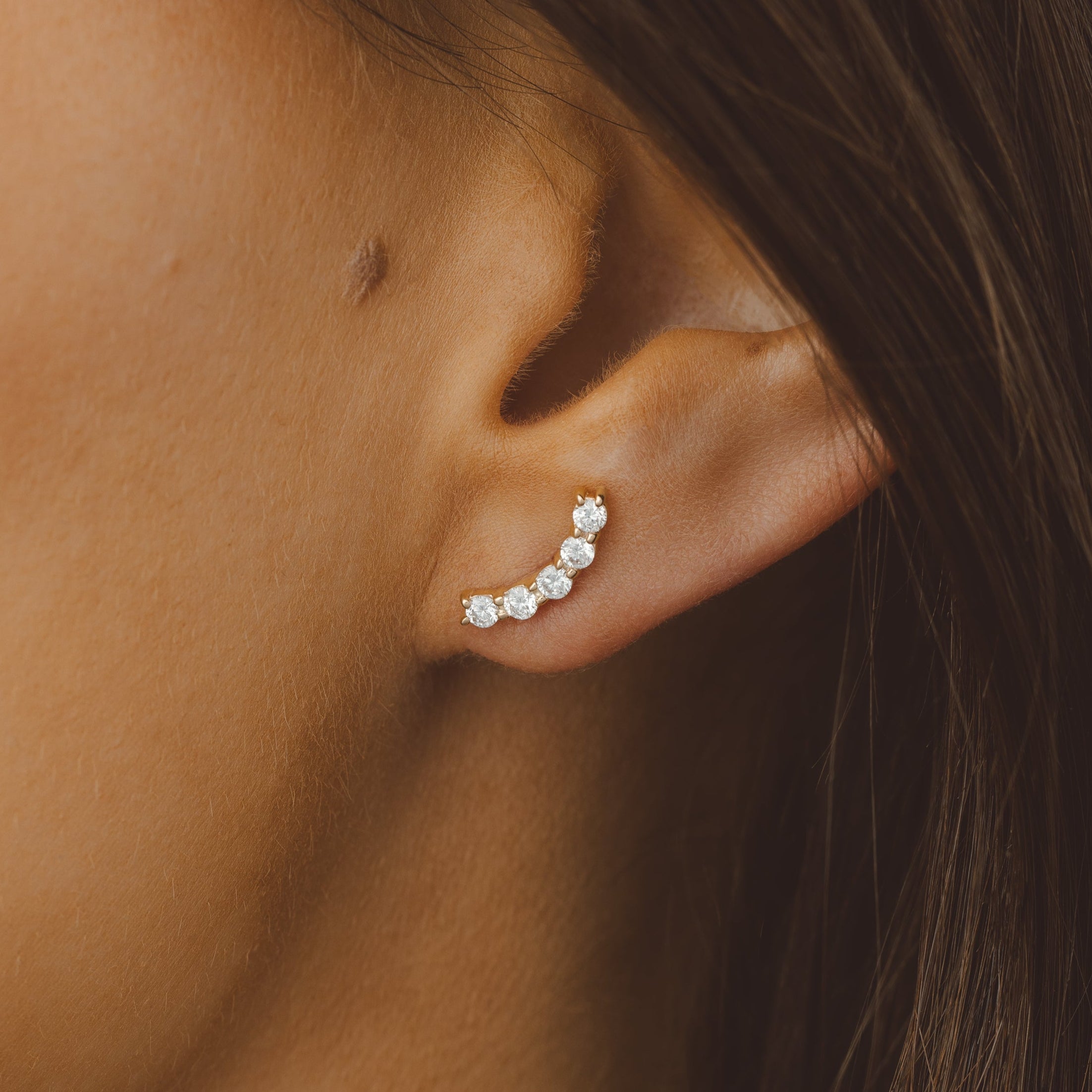 Aylin Lab Grown Diamond Curved Climber Stud Earrings (0.40ct TDW)