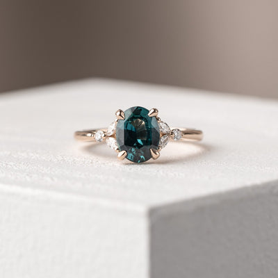 Blair Oval 2.01 ct Madagascan Teal Sapphire Engagement Ring