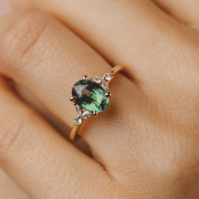 Blair Oval 2.02ct Madagascan Teal Sapphire Engagement Ring