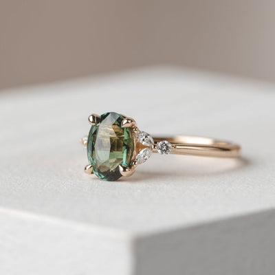 Teal Sapphire engagement rings