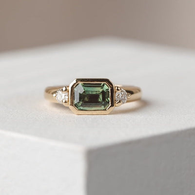Bezel East West Australian Sapphire Engagement Ring