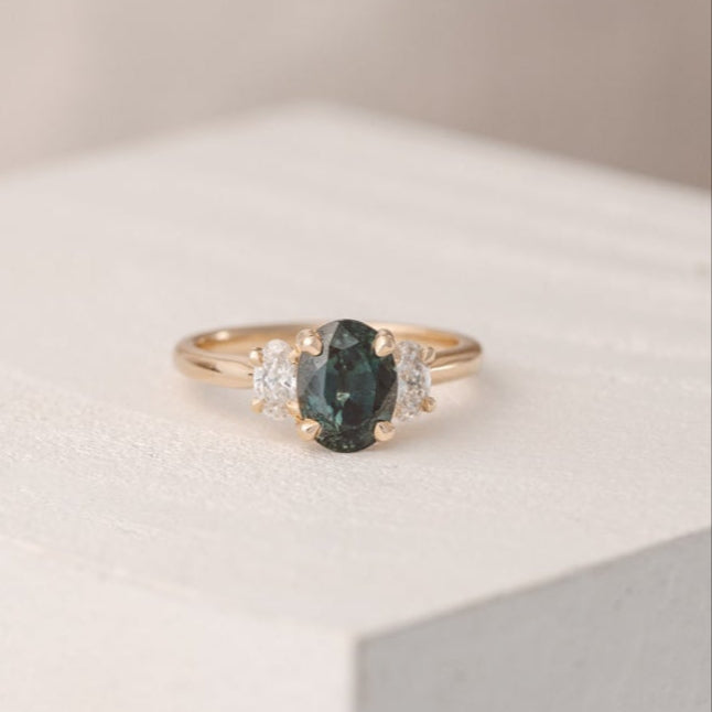 Charlotte 2.07 ct Oval Trilogy Sapphire Engagement Ring