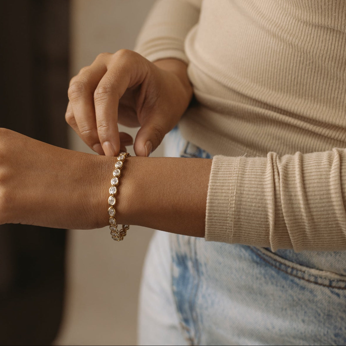 Lumina Oval Bezel Diamond Bracelet