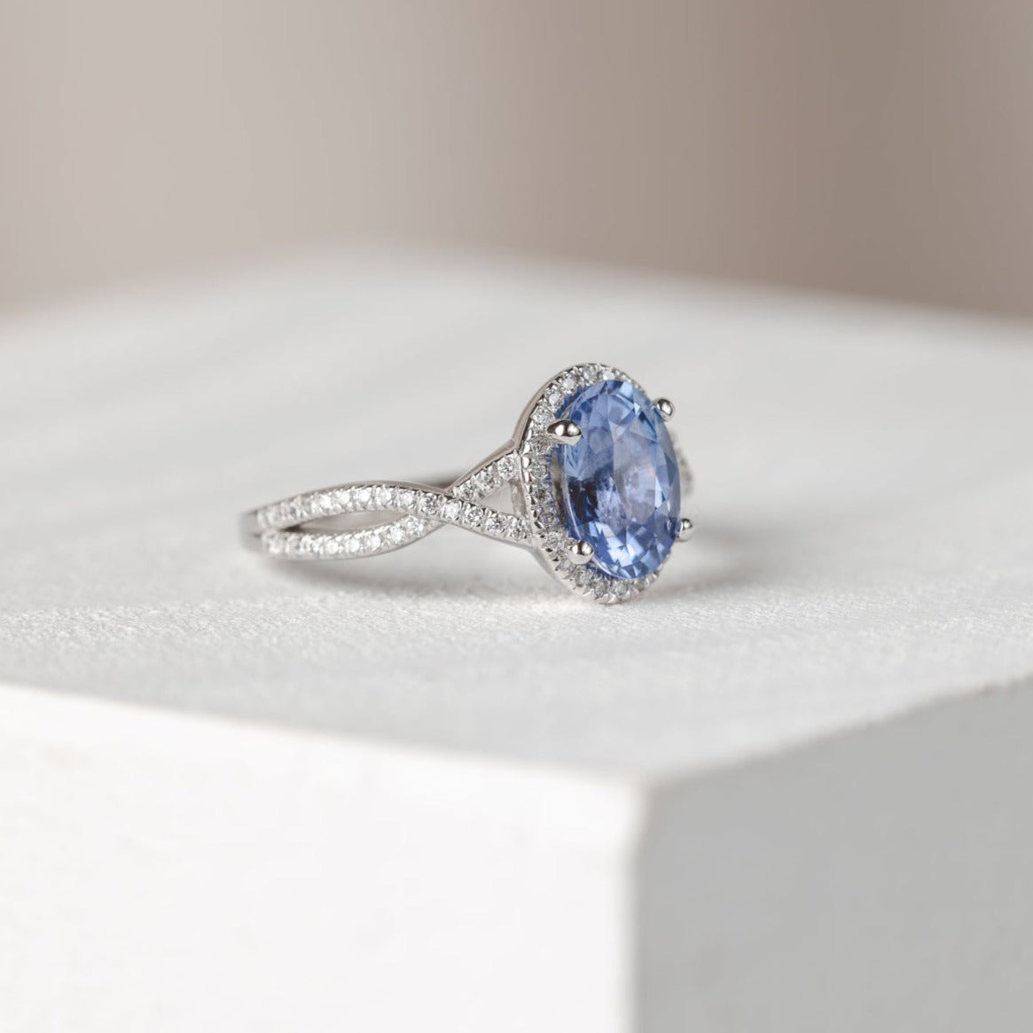 Leilani Oval Ceylon Sapphire and Diamond Engagement Ring