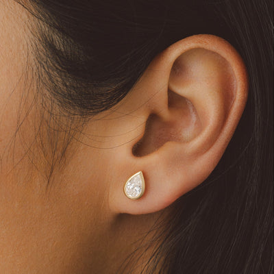 Lumina Pear Bezel Diamond Earrings