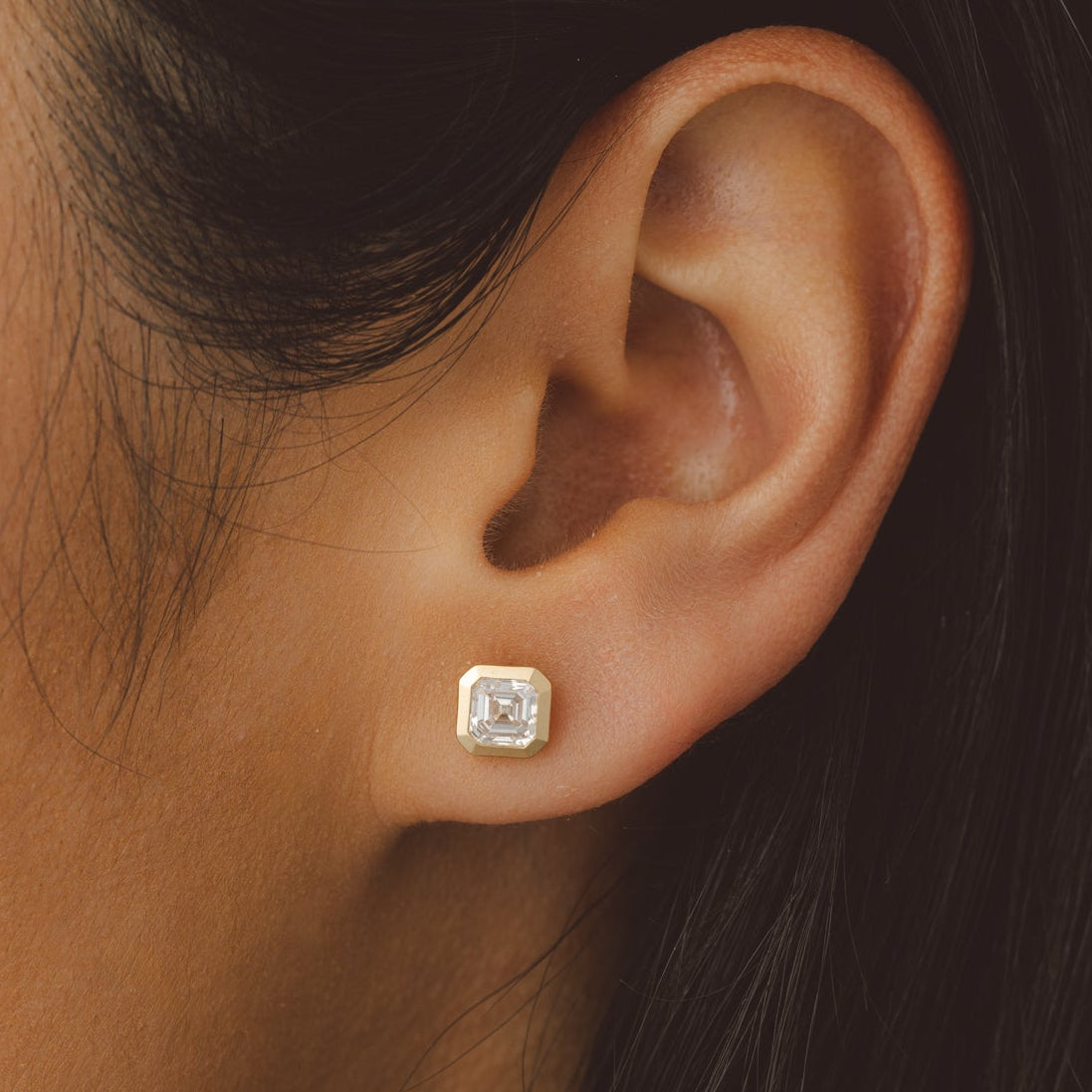 Lumina Asscher Bezel Diamond Earrings
