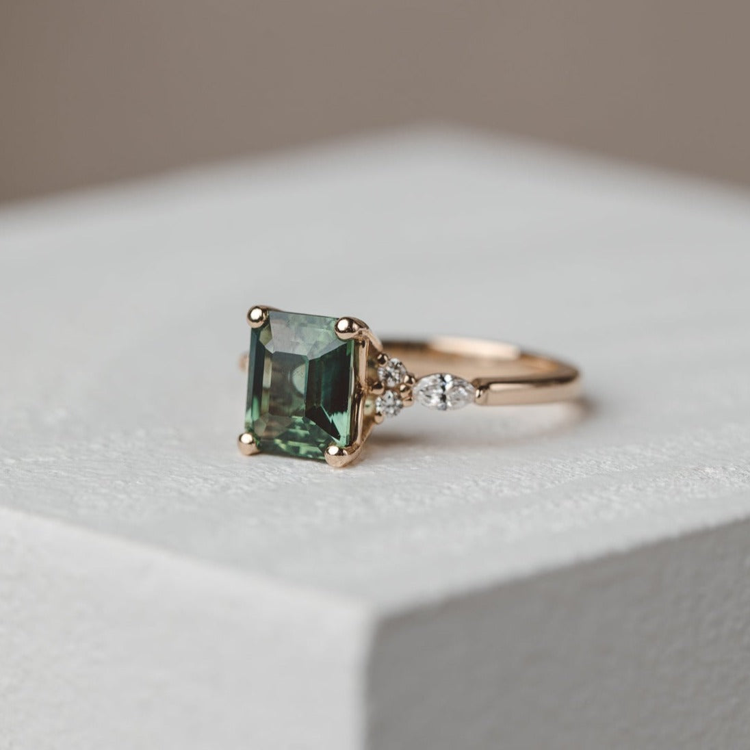 Willow 2.12ct  Emerald Sapphire Engagement Ring