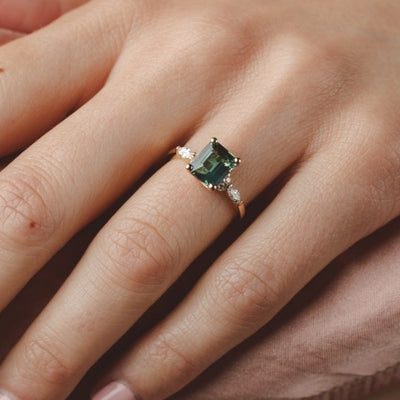 Willow 2.12ct  Emerald Sapphire Engagement Ring