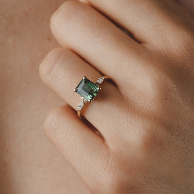 Willow 2.12ct  Emerald Sapphire Engagement Ring