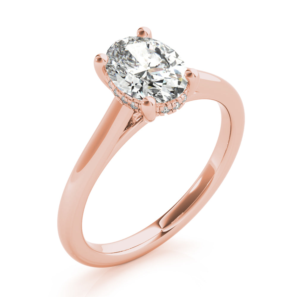 Hannah Oval Solitaire with Hidden Halo Engagement Ring Setting