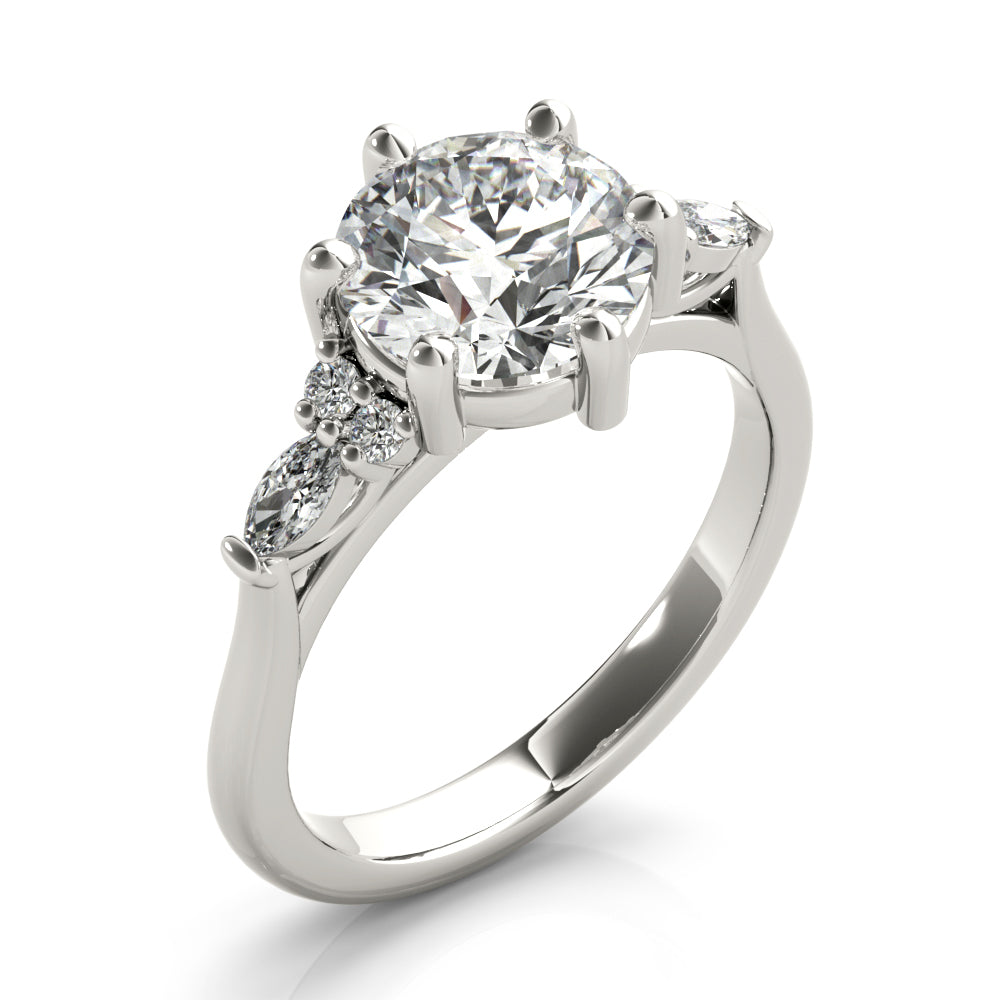 Lily Round 6 Prong Diamond Engagement Ring Setting