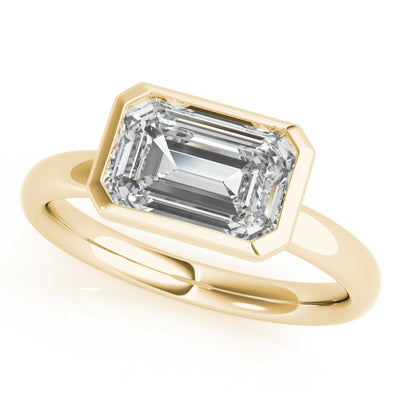 East West Emerald Cut Bezel Engagement Ring Setting