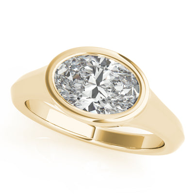 Oval Bezel Signet Engagement Ring Setting