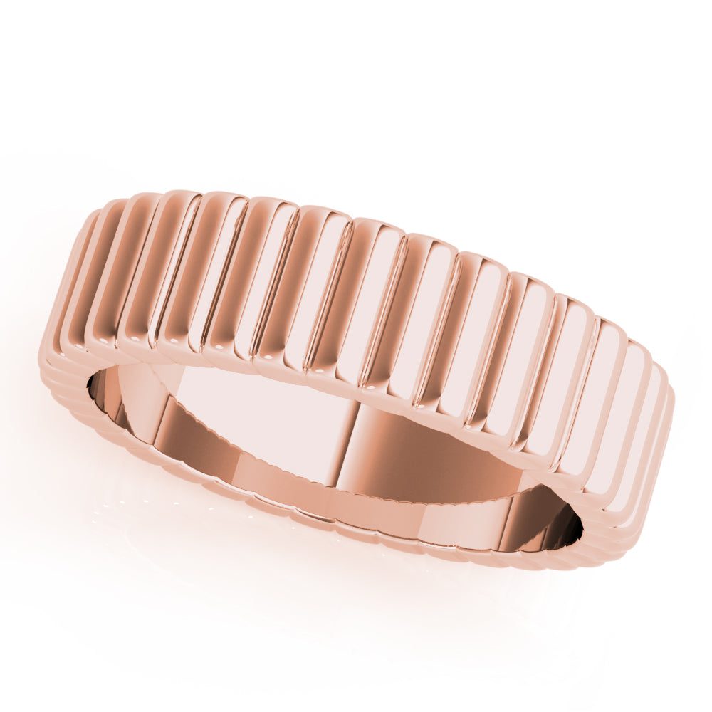 Women's Grooved Flat Band Wedding Ring