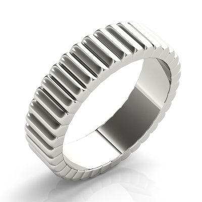 Women's Grooved Flat Band Wedding Ring