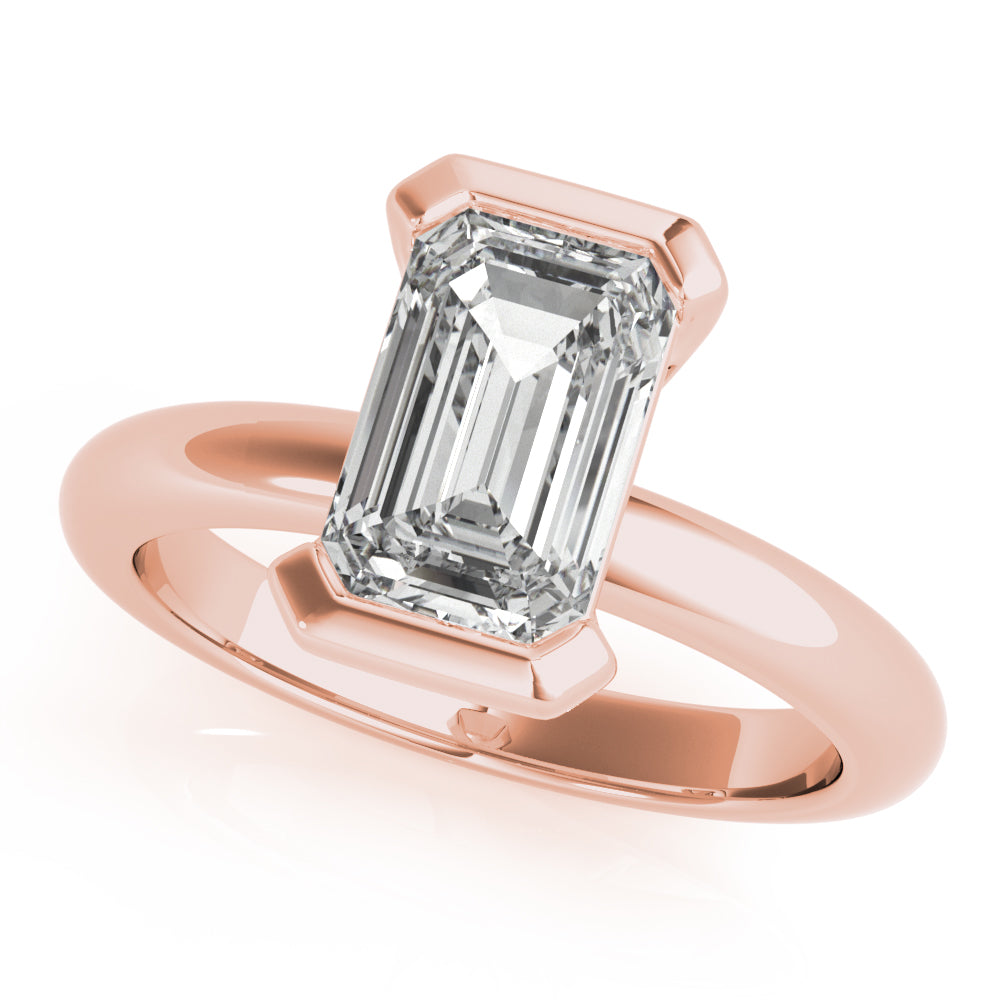 Emerald Half Bezel Diamond Engagement Ring Setting