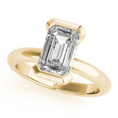 Emerald Half Bezel Diamond Engagement Ring Setting