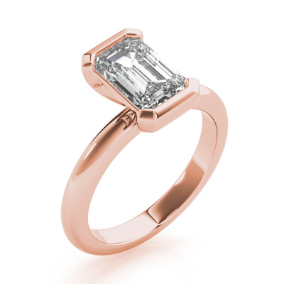 Emerald Half Bezel Diamond Engagement Ring Setting