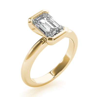 Emerald Half Bezel Diamond Engagement Ring Setting