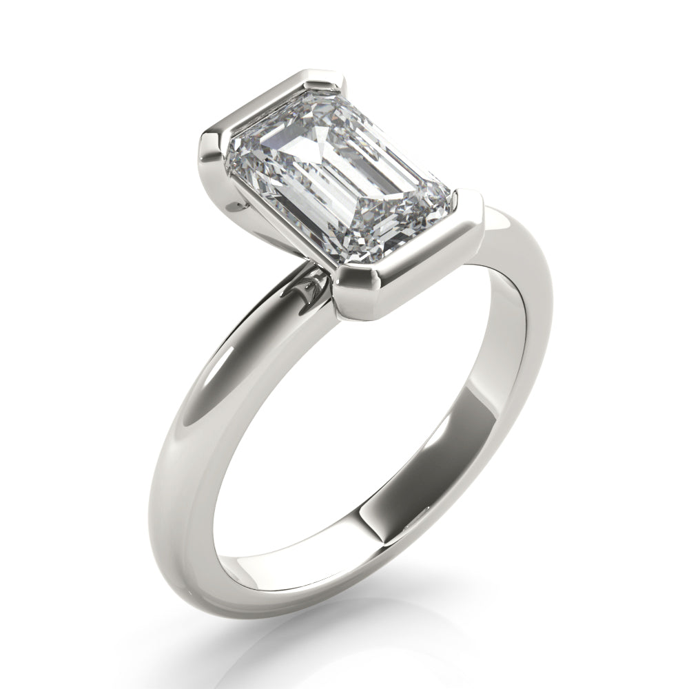 Emerald Half Bezel Diamond Engagement Ring Setting
