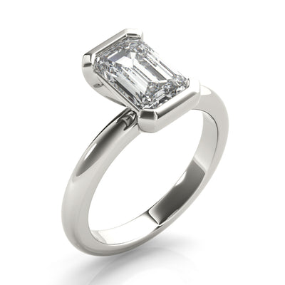 Emerald Half Bezel Diamond Engagement Ring Setting