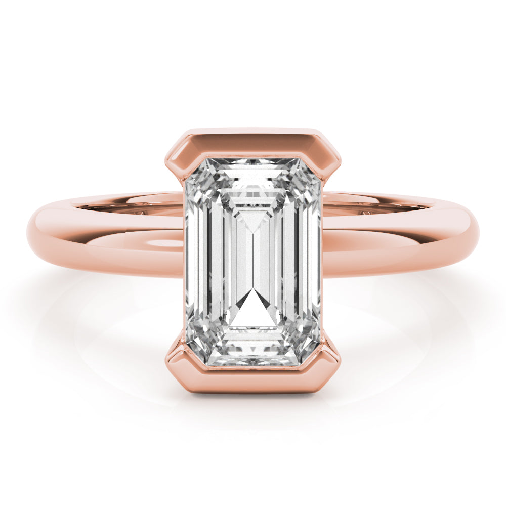 Emerald Half Bezel Diamond Engagement Ring Setting