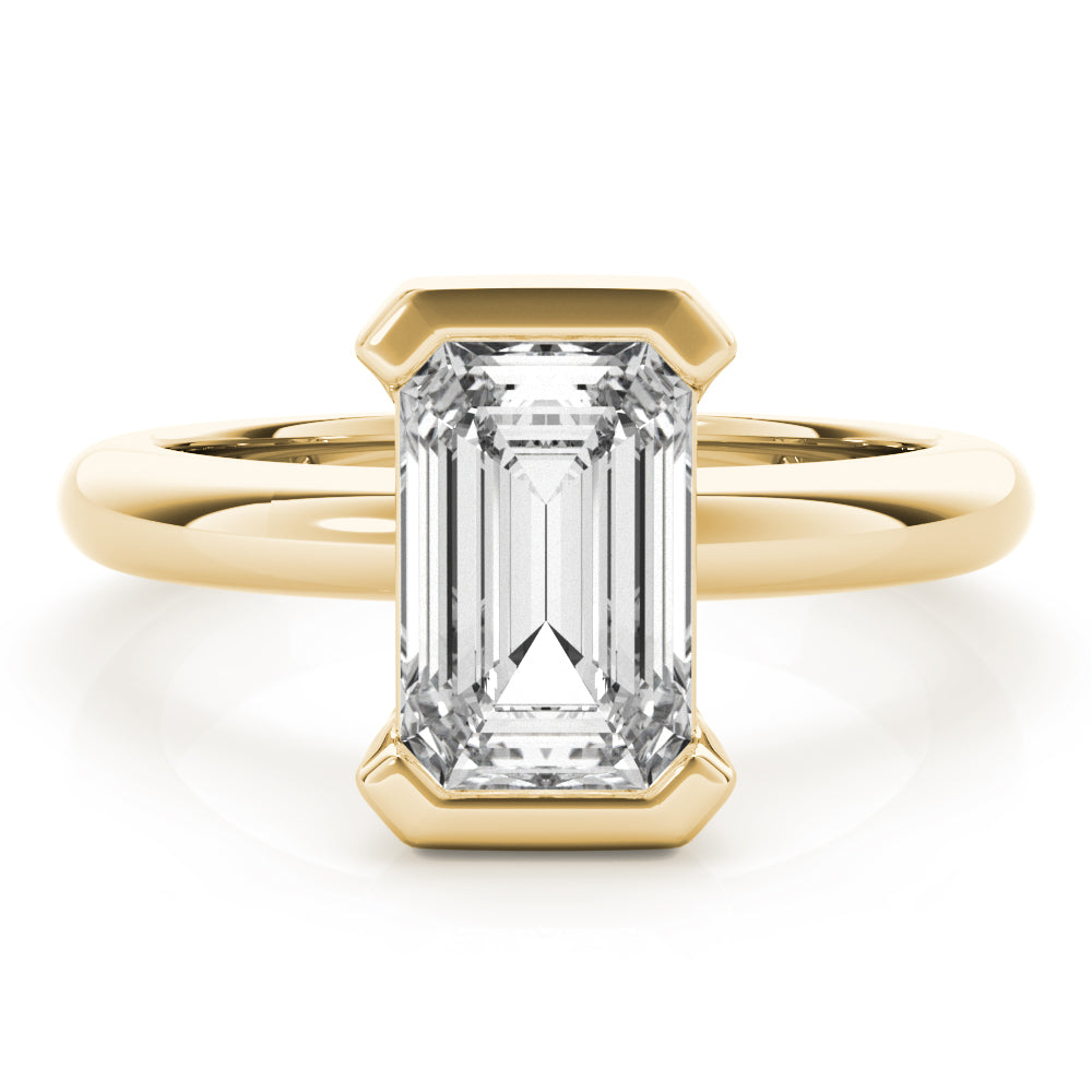 Emerald Half Bezel Diamond Engagement Ring Setting