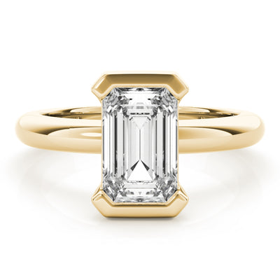 Emerald Half Bezel Diamond Engagement Ring Setting