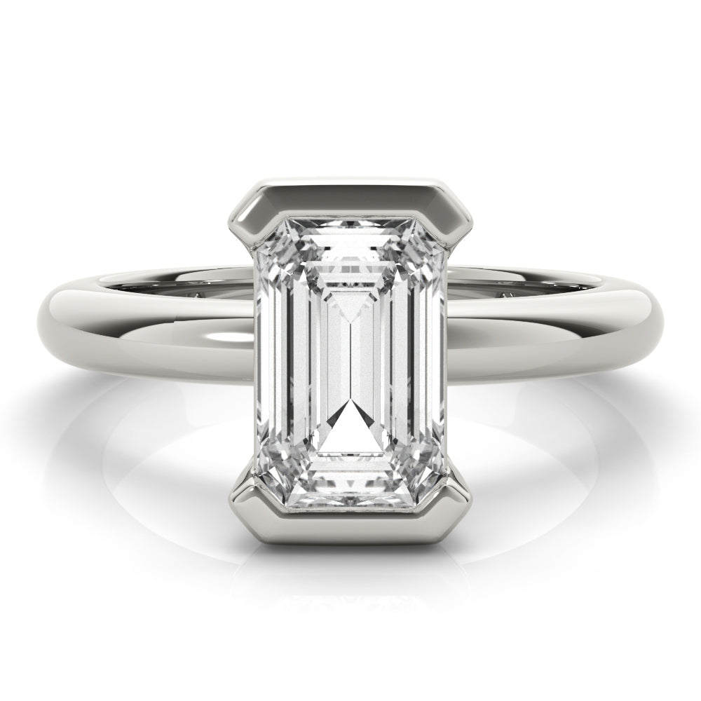 Emerald Half Bezel Diamond Engagement Ring Setting