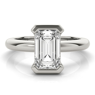 Emerald Half Bezel Diamond Engagement Ring Setting